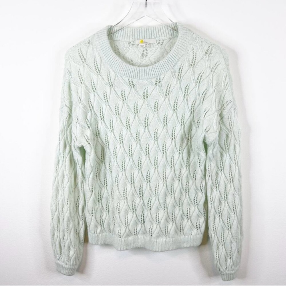 Boden Pointelle Fluffy Knit Sweater 6 Blue - Picture 2 of 5
